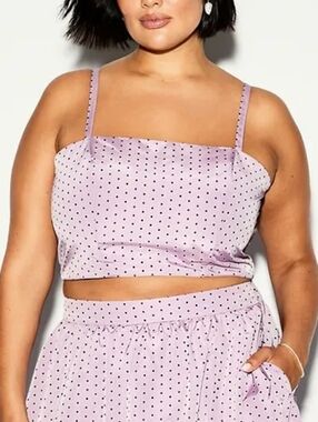 XL • The Occasion by Old Navy • Lavender Dots Taffeta Cropped Tank Top